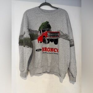 Ford Bronco Women’s Gray Crewneck Sweatshirt with Red Truck Graphic